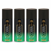 St. John Cobra Sports Deodorant Body Spray 600ml 20.2 Fl.oz. Pack Of 4 | 24 Hrs Long Lasting Freshness Perfect Gift Set For Husband & Wife
